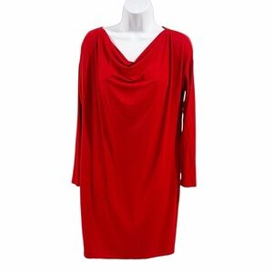 Eileen Fisher Drape Neck Jersey Dress Lacquer Red size XS